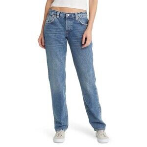 Free People CRVY Siren Low Rise Straight Leg Jeans Size 27‎ Medium Wash